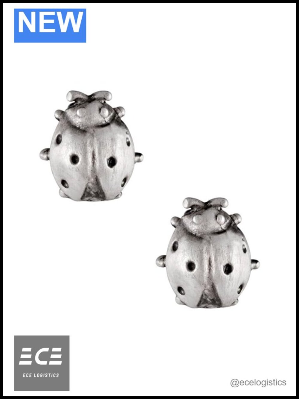 925 Sterling Silver Ladybug Stud Earrings Handmade